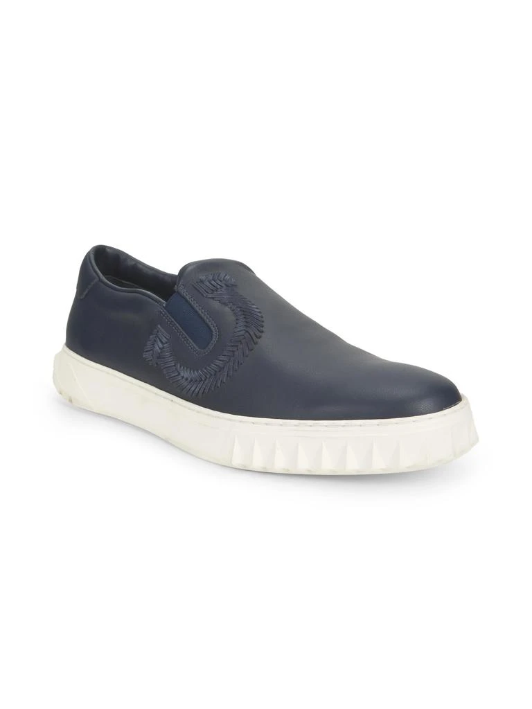 Shop Gancini Logo Leather Slip-On Sneakers on Sale at  display picture 3