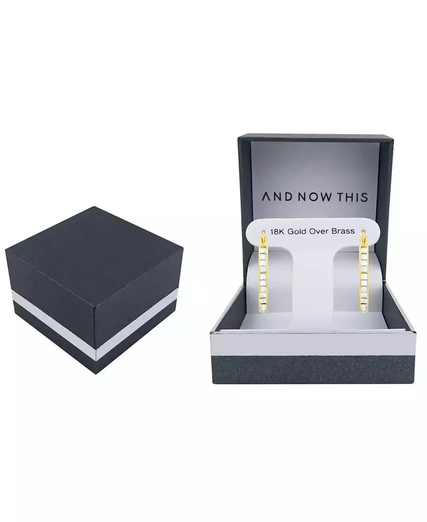 And Now This Crystal Oblong 18k Gold-Plated Brass Hoop Earrings, Macy
s Exclusive 3