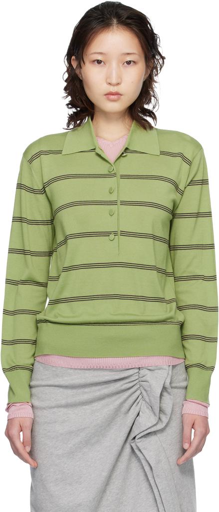 Dries Van Noten Striped wool polo sweater - Women's Polo Shirts Dries Van Noten Striped wool polo sweater - Women's Polo Shirts