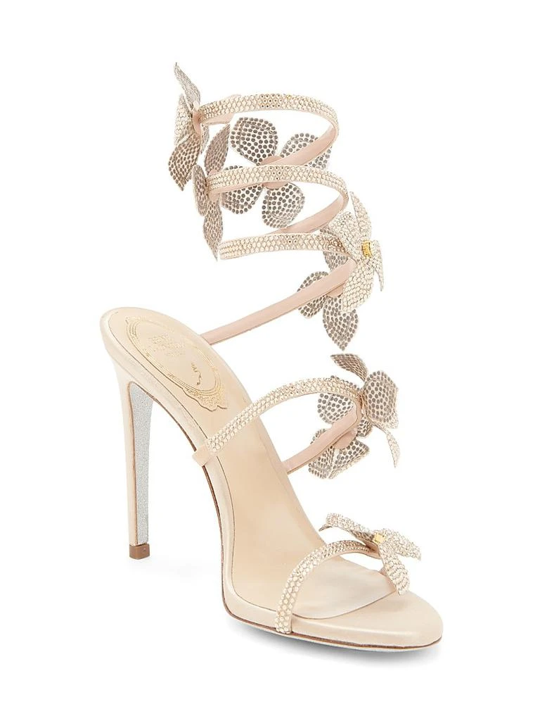 Rene Caovilla 100MM Satin Floral High-Heel Sandals 2