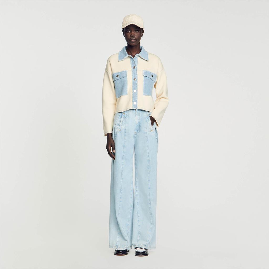 Sandro Oversized dual-material coatigan
