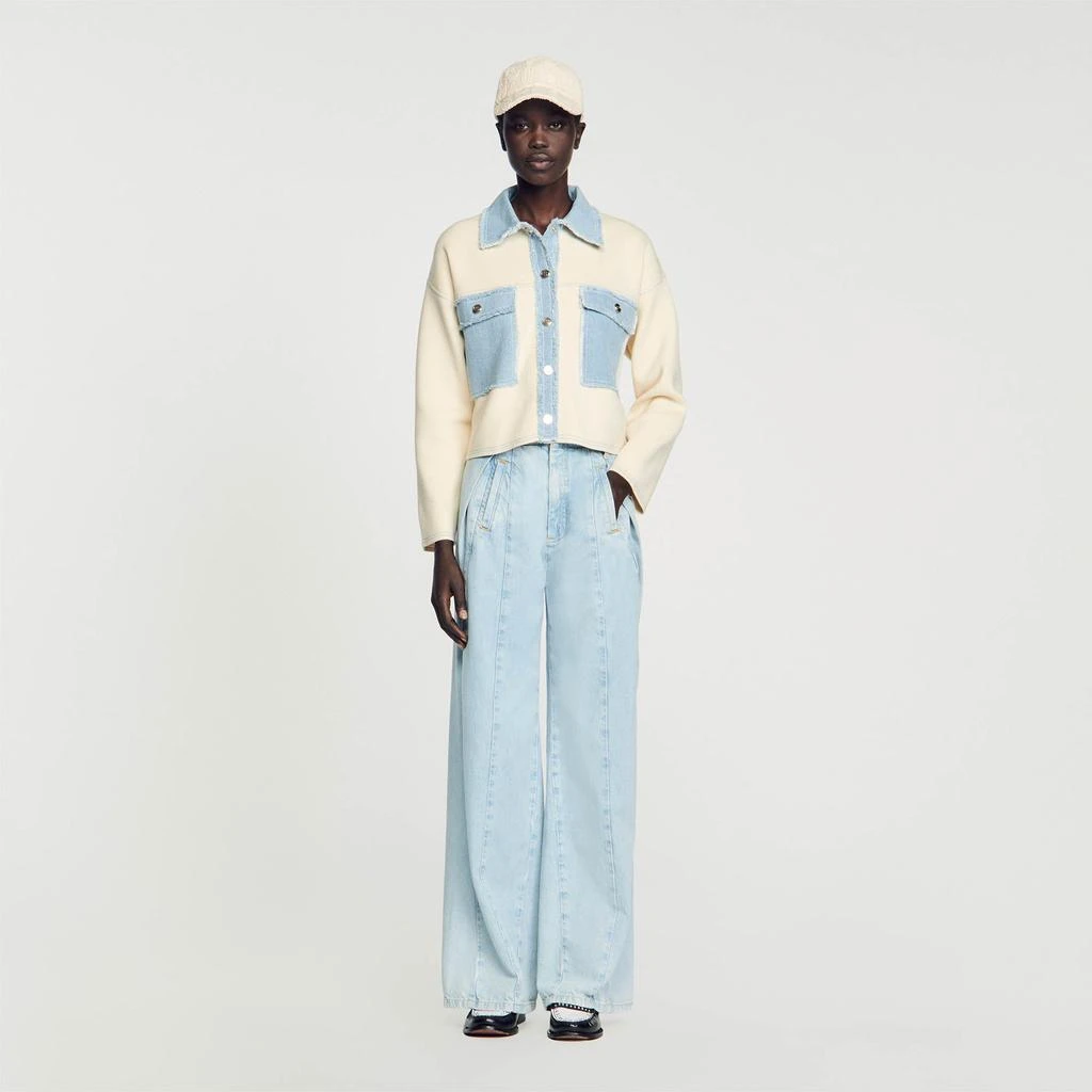 Sandro Oversized dual-material coatigan 1