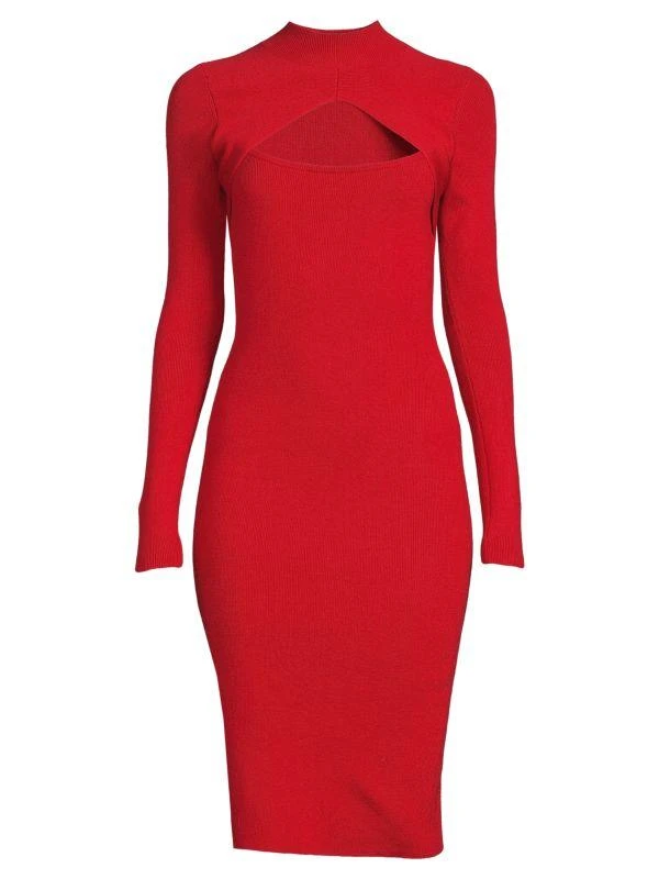 Victor Glemaud Ribbed Cutout Wool Blend Bodycon Dress 3