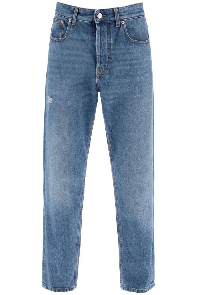 Valentino Valentino Logo Patch Cropped Jeans 1