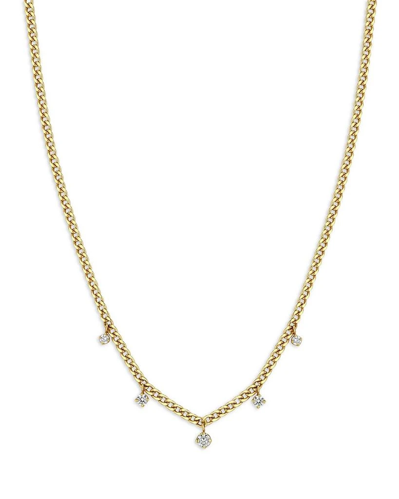Zoe Chicco Zoe Chicco 14K Yellow Gold Prong Diamonds Diamond Dangle Necklace, 14-16" 1