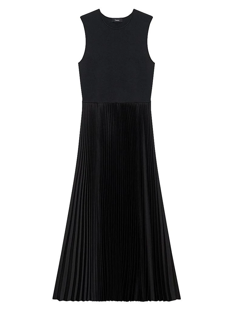 Theory Satin Sunburst Pleated Midi-Dress 1