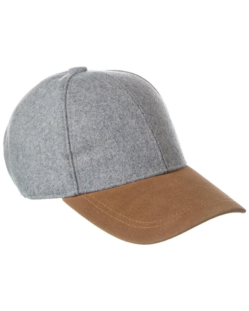 Bruno Magli Leather-Trim Wool-Blend Baseball Cap