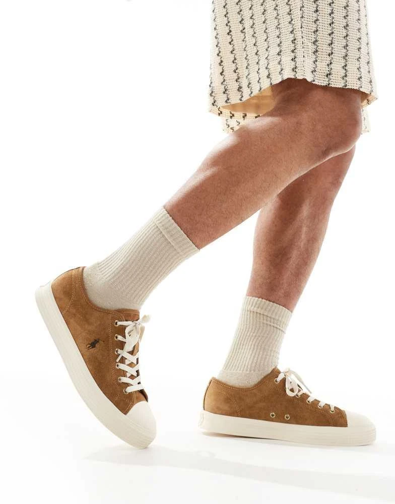 Ralph Lauren Polo Ralph Lauren Ayers baseball trainer in tan suede with tonal logo 3