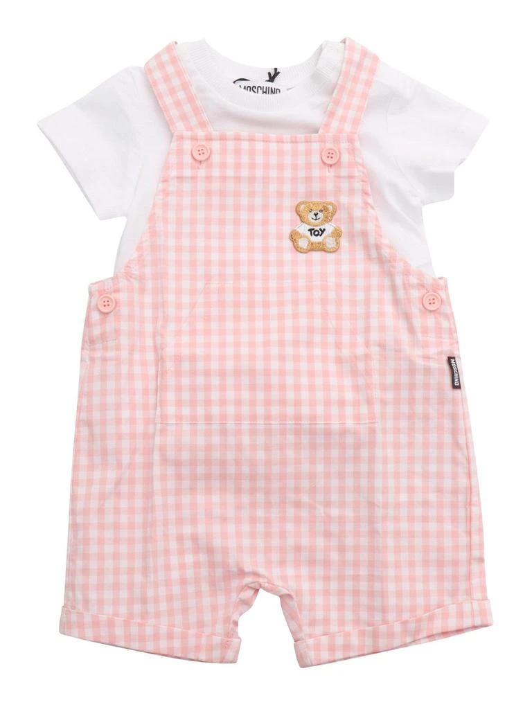 Moschino Moschino Kids Gingham-Pattern Buttoned Dungarees Set 1