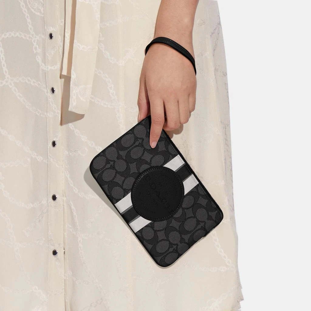 Coach Coach Outlet Dempsey Large Corner Zip Wristlet In Signature Jacquard With Stripe And Coach Patch 2