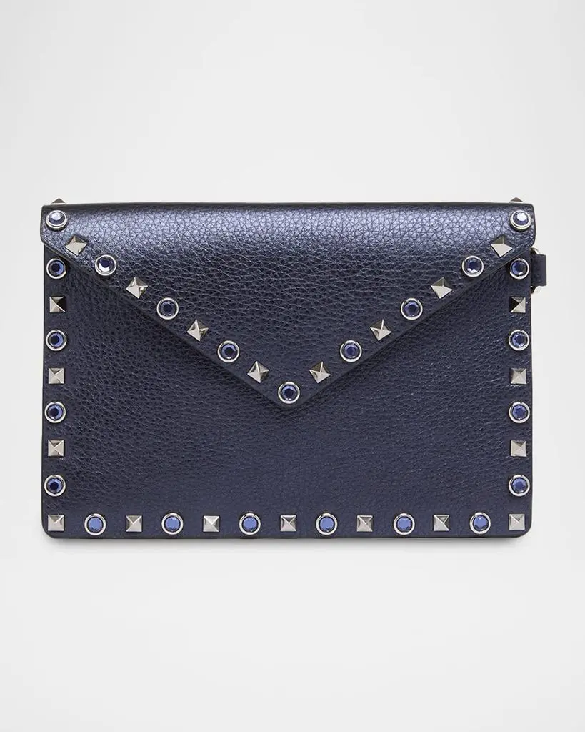 Valentino Medium Rockstud & Rhinestone Flat Pouch Bag