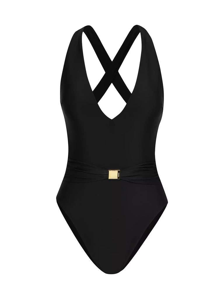 L'Agence Solids Lisa Plunge One-Piece Swimsuit 1