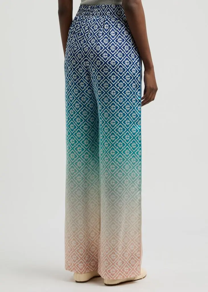 Casablanca Logo-monogrammed dégradé silk trousers 3