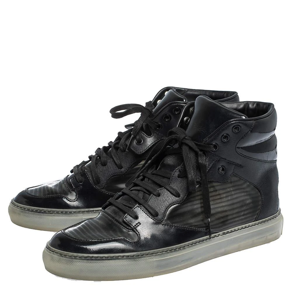 Balenciaga Balenciaga Black Leather and PVC Patchwork High Top Sneakers Size 41 4