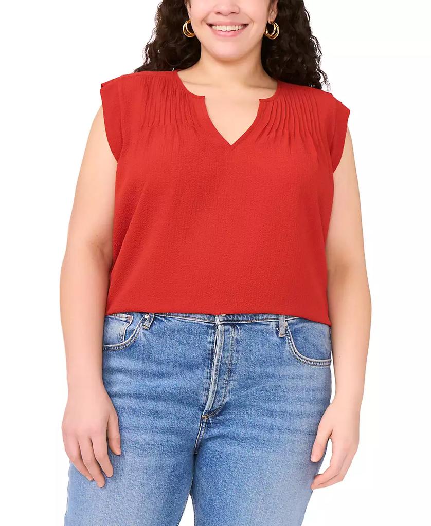 Vince Camuto Plus Size Pleated-Front V-Neck Sleeveless Blouse