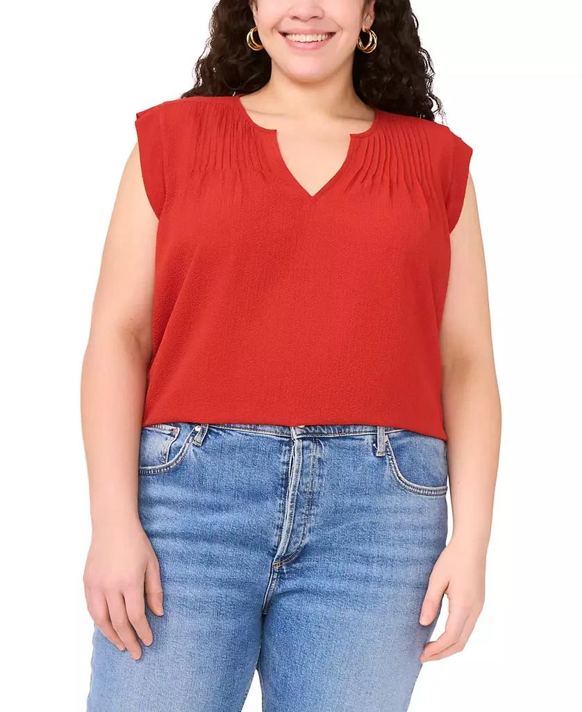 Vince Camuto Plus Size Pleated-Front V-Neck Sleeveless Blouse 1