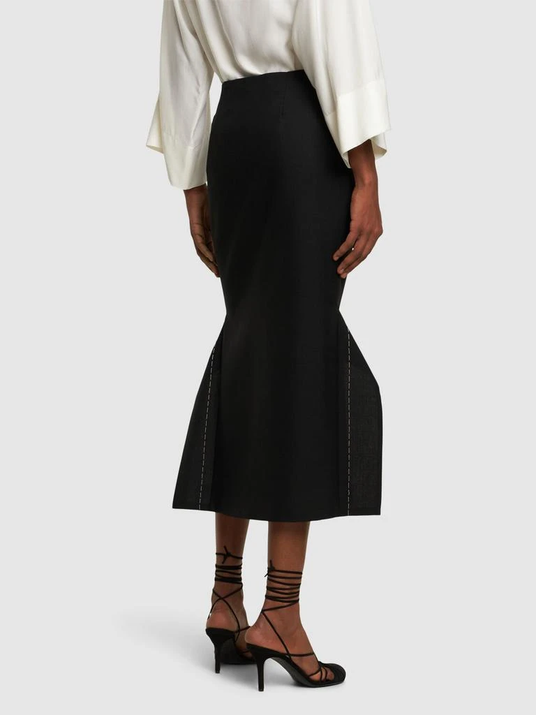 THE ROW Patillon Asymmetric Wool Midi Skirt 2