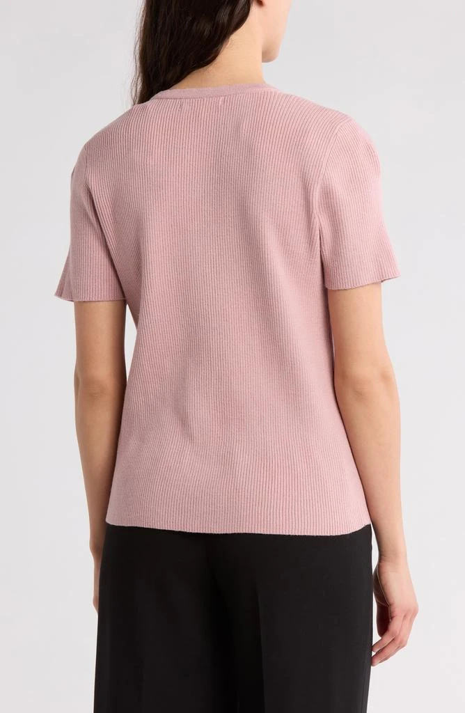 DR2 by Daniel Rainn Scalloped V-Neck Short Sleeve Ribbed Sweater 2