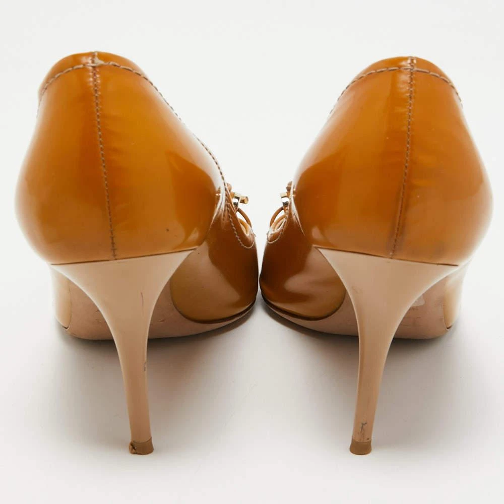 Dior Dior Brown Leather Bow Peep Toe Pumps Size 38.5 5