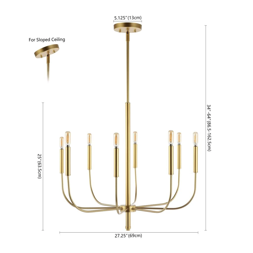 JONATHAN Y Amoros 27.25" 8-Light Modern Mid-Century Iron LED Chandelier 5
