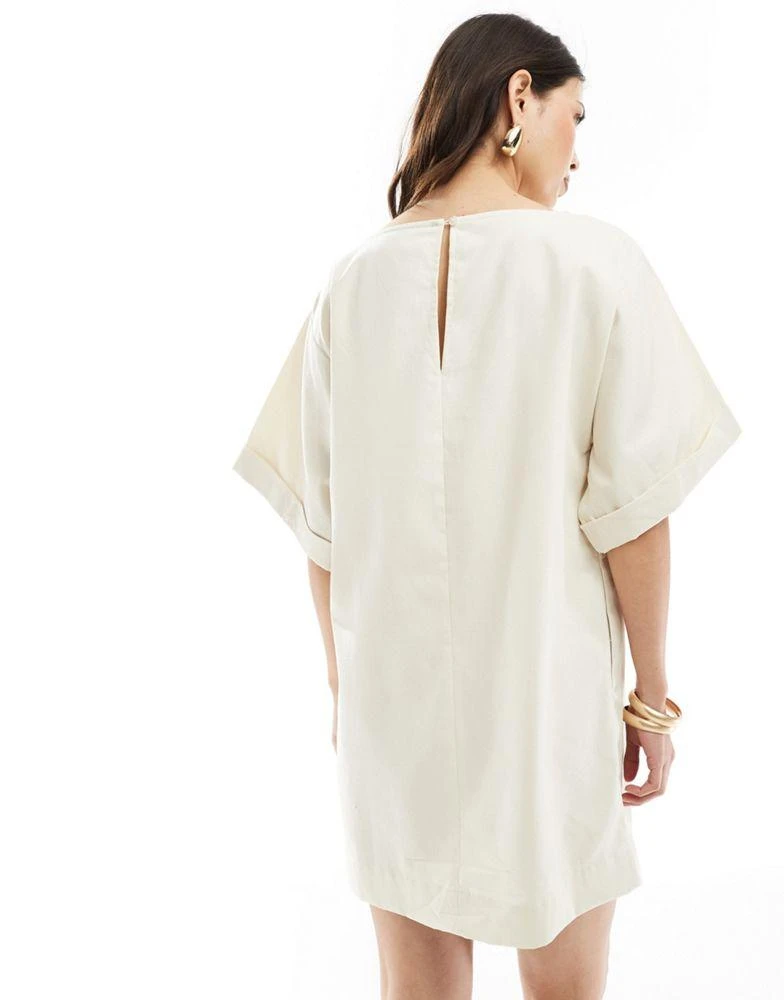 ASOS ASOS DESIGN twill boxy t-shirt mini dress in cream 3