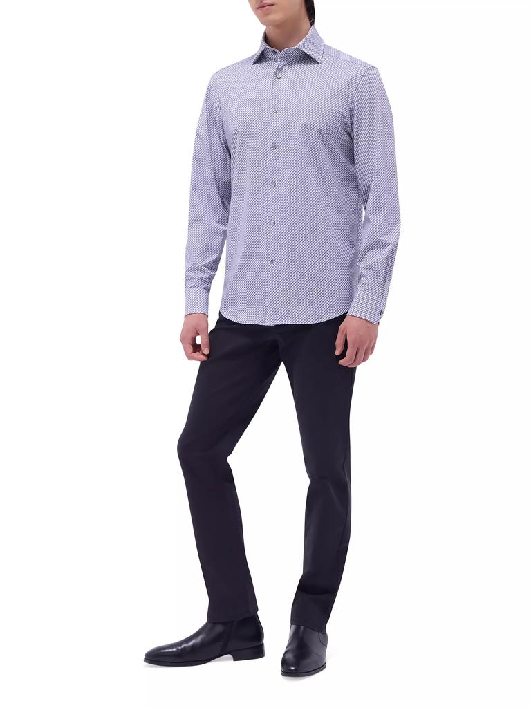 BUGATCHI Devon Printed Stretch Cotton Shirt