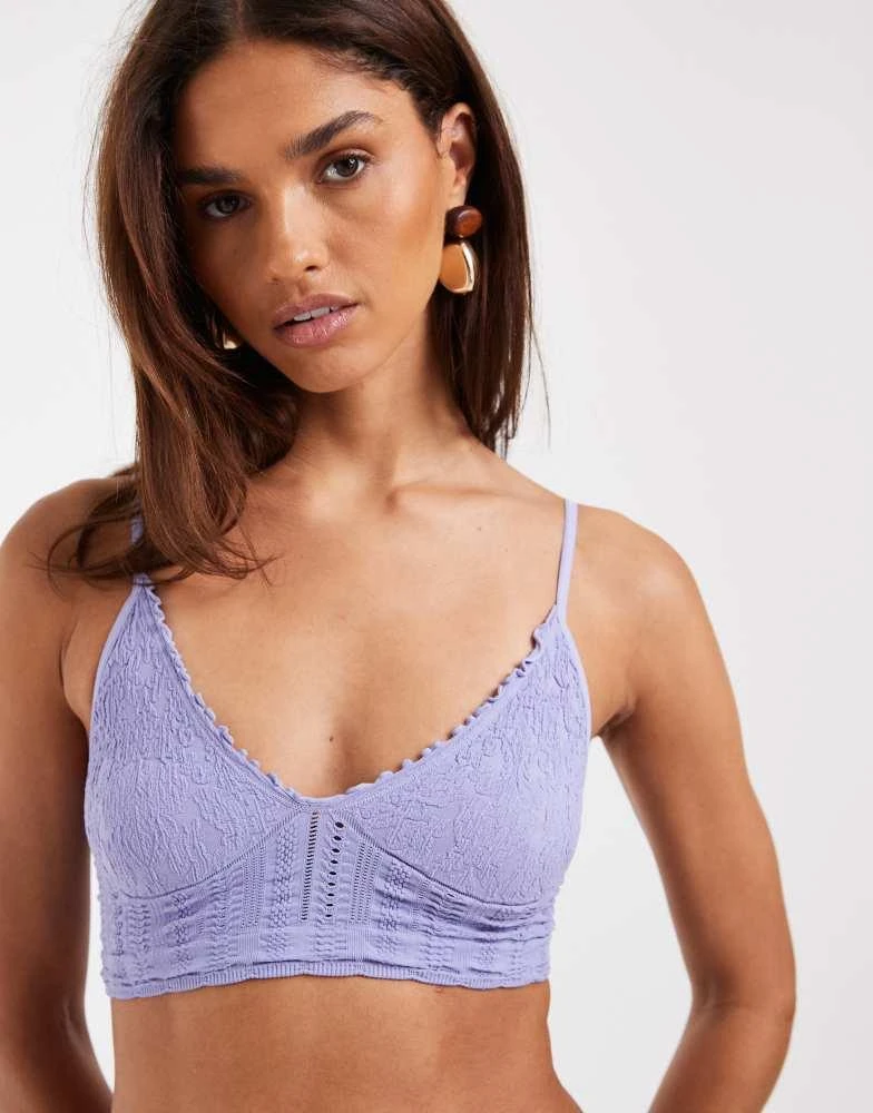 Free People Free People heirloom seamless bralette in indigo blue 4