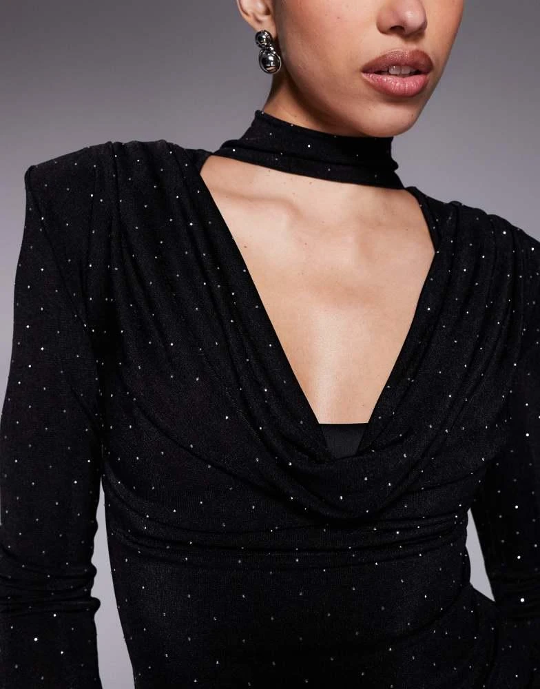 black high neck long sleeve mini dress Black Scoop Neck Mini Dress