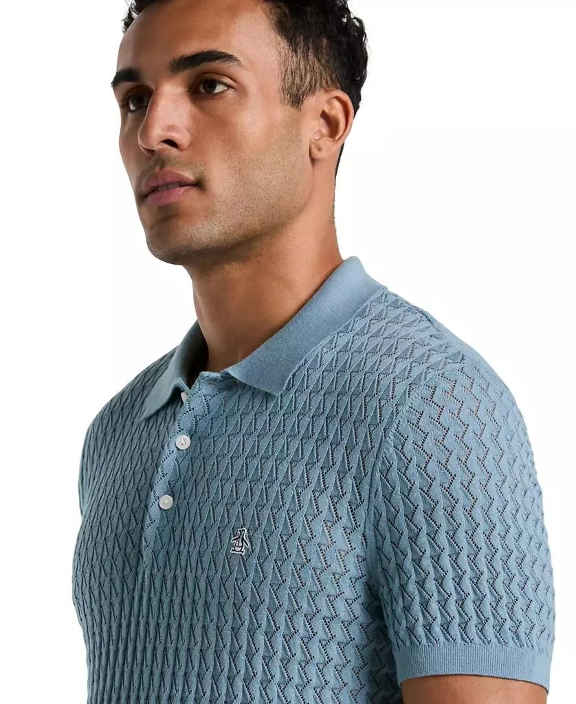 Original Penguin Men
s Slim-Fit Textured Short Sleeve Sweater Polo Shirt 3