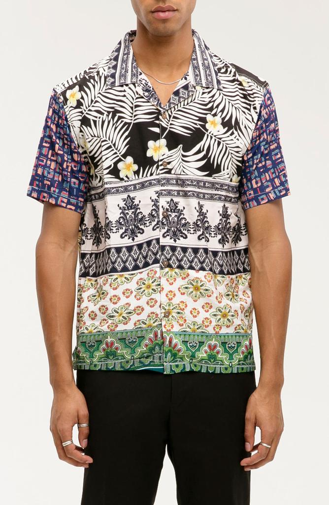 Raga Geometric Floral Short Sleeve Button-Up Shirt
