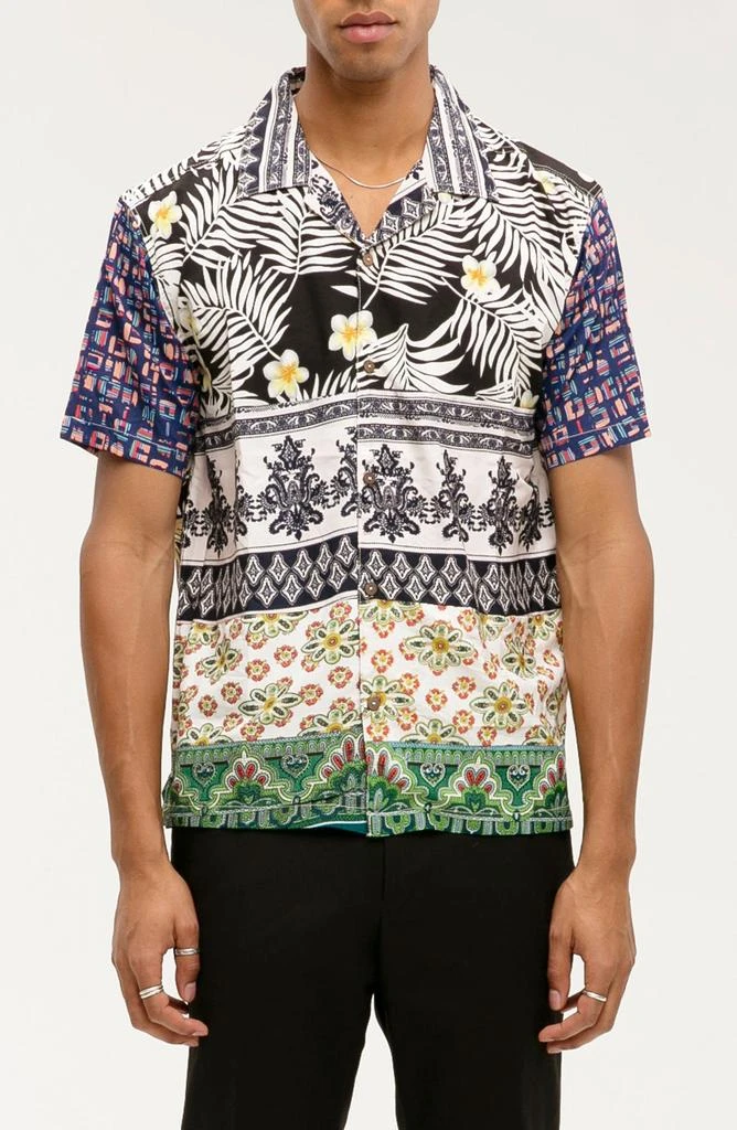 Raga Geometric Floral Short Sleeve Button-Up Shirt 1