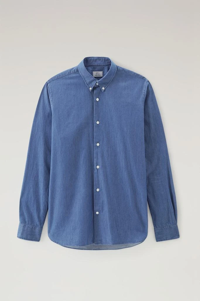 WOOLRICH Chambray Shirt in Pure Cotton - Men - Blue 5