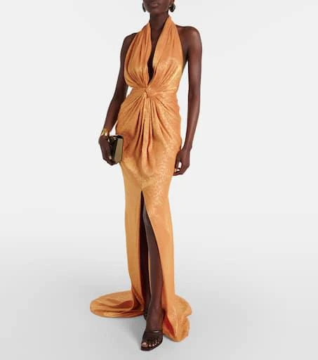 Costarellos Joa gathered halterneck gown 2