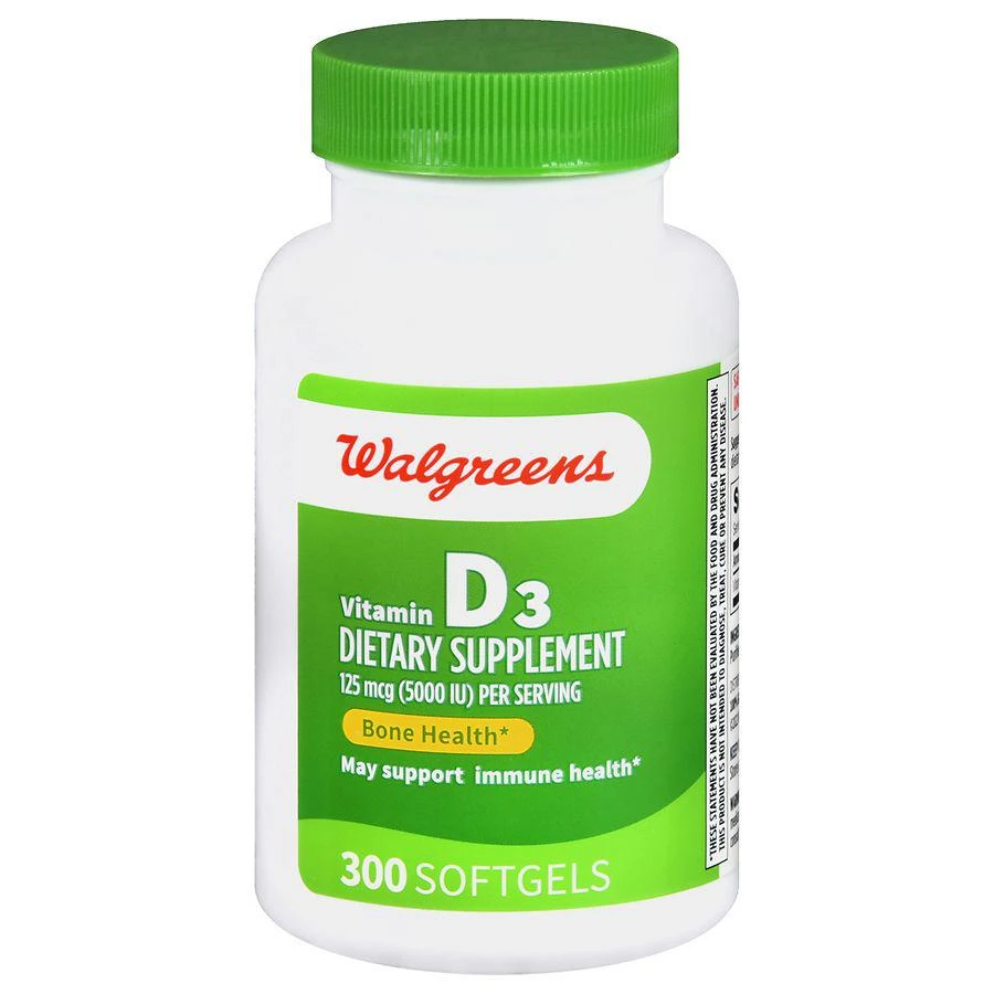 Walgreens Vitamin D3 125 mcg (5000 IU) Softgels (300 days) 1