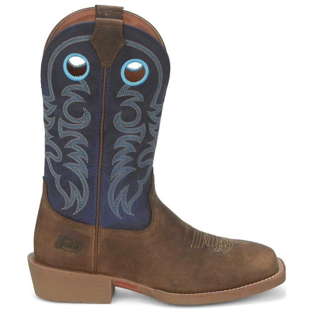 Justin Boots Muley 12 Inch Water Buffalo Embroidered Square Toe Cowboy Boots 1