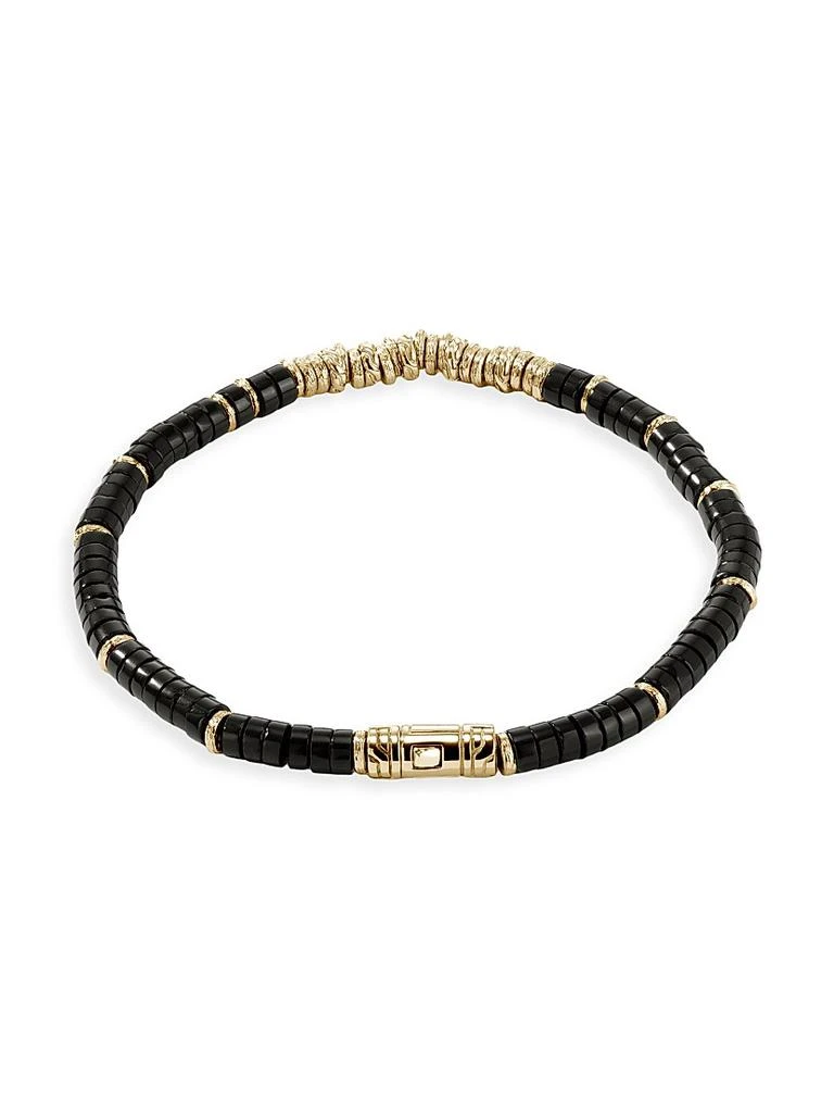 John Hardy Thailand 14K Gold & Black Onyx Heishi Beaded Bracelet 2