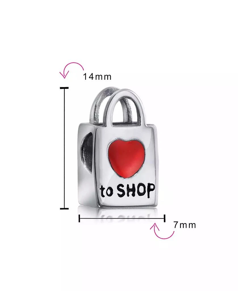 Bling Jewelry Words Shopping Bag Heart Love To Shop Charm Bead .925Sterling Silver 3