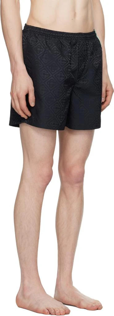 Casablanca Black Monogram Jacquard Stripe Swim Shorts 2