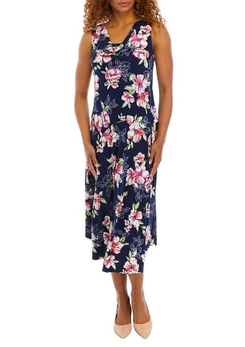 Robbie Bee Bee Womens Sleeveless Cowl Neck Floral Midi Dress 1