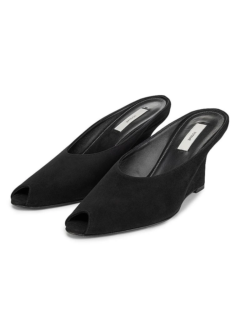 Totême 75MM Velvet Peep-Toe Wedge Mules 2
