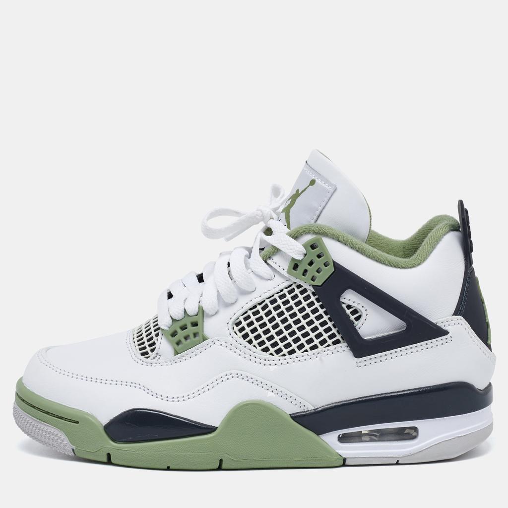 Air Jordans Air Jordans Tricolor Leather Jordan 4 Retro Seafoam Sneakers Size 38