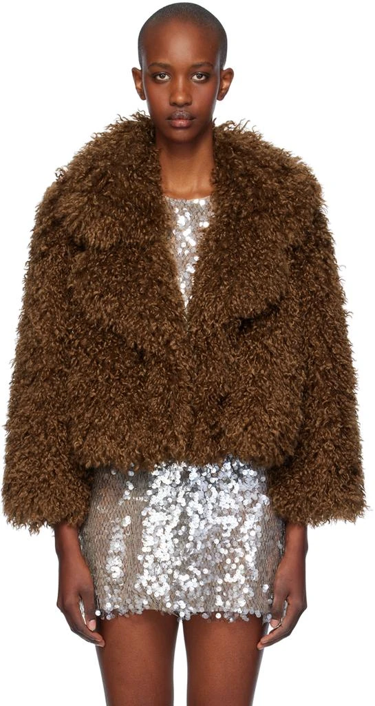 Anna Sui Tan Curly Faux-Fur Jacket 1