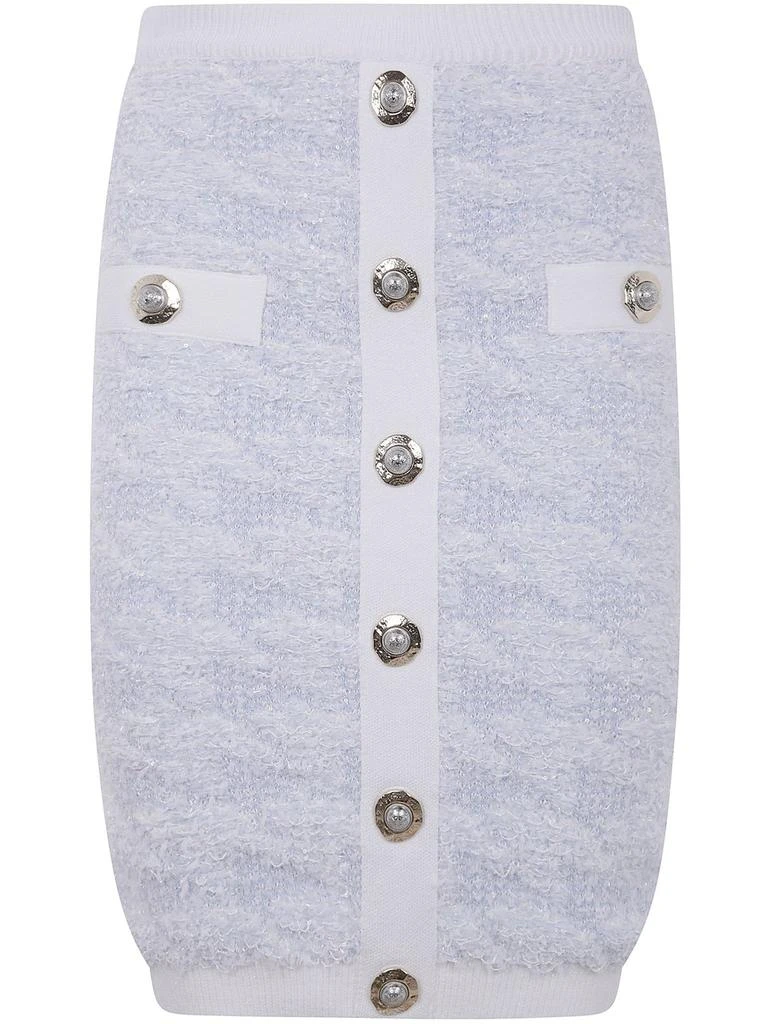 Balmain Balmain Button Embellished Tweed Mini Skirt 1
