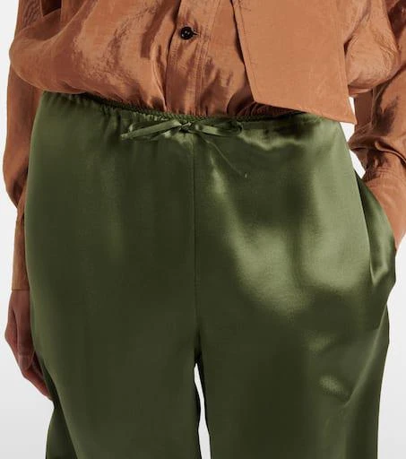 Yves Saint Laurent Lace-trimmed silk satin straight pants 4