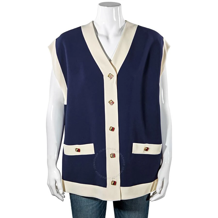 Gucci Ladies Blue Viscose Cady Vest 1