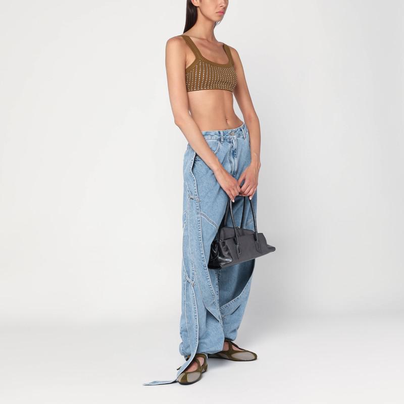 The Attico Wide light blue jeans with ribbons
