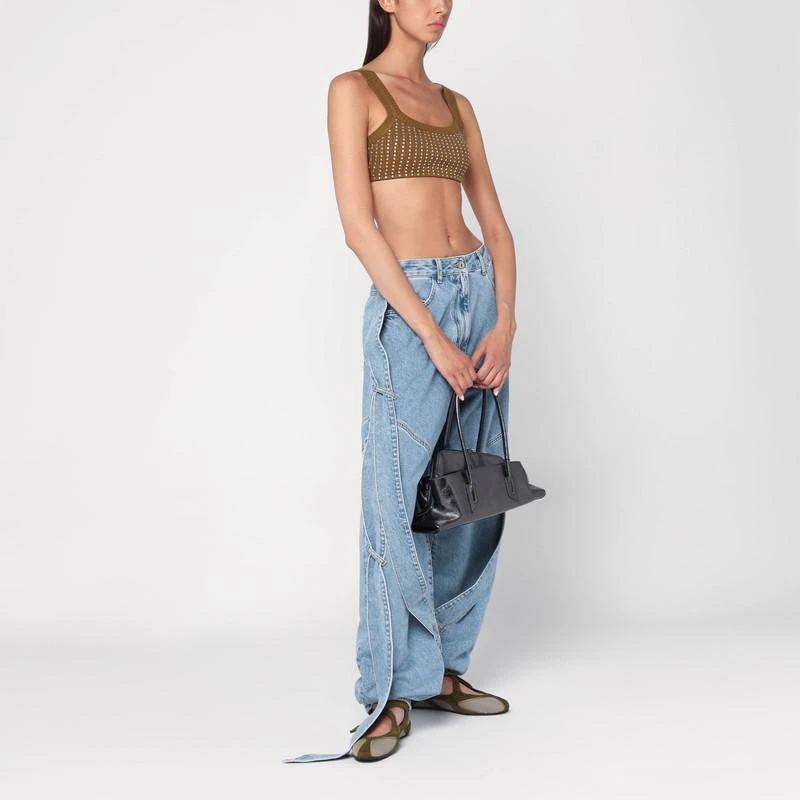 The Attico Wide light blue jeans with ribbons 2