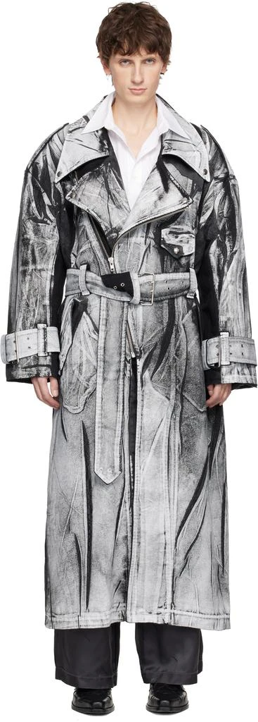 VAQUERA Black 
White Painted Workwear Trench Coat