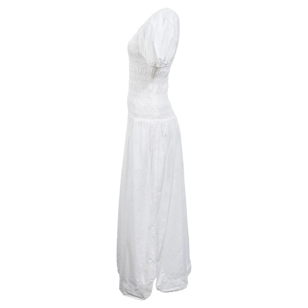 Ganni Ganni Smocked Poplin Midi Dress in White Organic Cotton 2