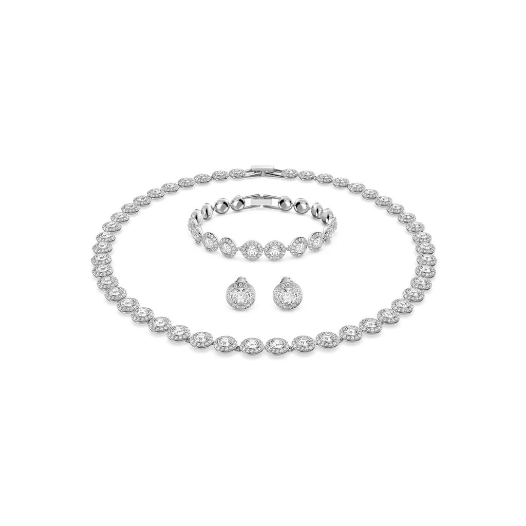Swarovski Attract trilogy hoop earrings round cut white rhodium plated 4